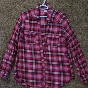 Red Plaid Button-Up Shirt